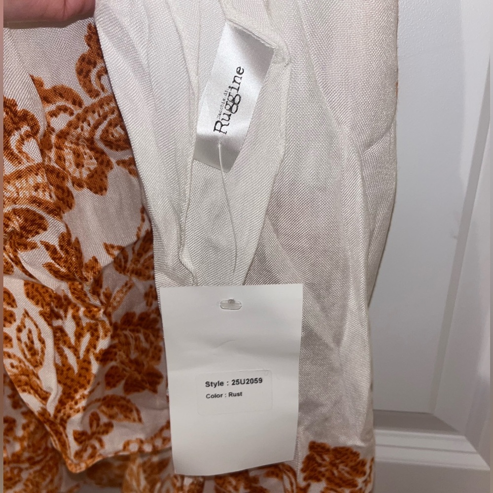 White Boho Kimono with Rust Floral Print - Picture 5 of 6